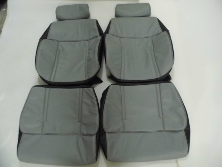 DATSUN 280ZX SYNTHETIC LEATHER SEAT COVERS BLACK/LIGHT GREY WITH HEAD