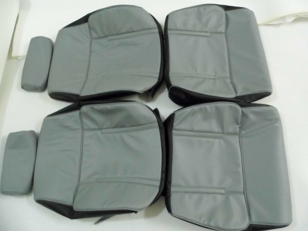 DATSUN 280ZX SYNTHETIC LEATHER SEAT COVERS BLACK/LIGHT GREY WITH HEAD